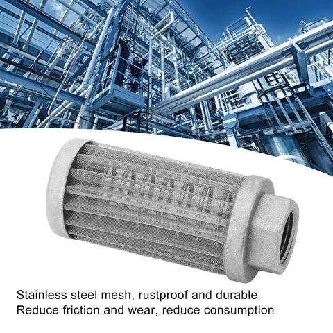 Heavy Duty Stainless Steel Mesh Oil Filter for Hydraulic Suction and Fuel Strainer Tube Connections High Efficiency Pollution Filtration to Improve Fuel Quality Reduce Friction and Wear Extend Engine Life