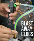 Person using CO2 Powered AC Drain Line Cleaner And Leak Sealant Injector Gun All In One For Unclogging Condensate Drains