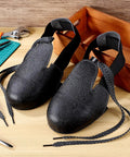 Heavy Duty Steel Toe Covers For Shoes Non Slip Safety Overshoes with laces, black synthetic leather, industrial job site use.