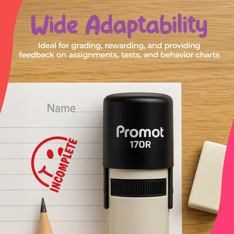 Self Inking Teacher Stamps For Quick Grading And Feedback Round Rubber Stamp With Crisp Impressions And Quick Dry Ink Refillable