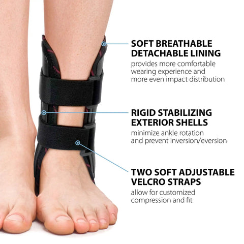 All Day Ankle Stabilizer Brace With Stirrup Support For Foot Injuries Tendonitis And Chronic Ankle Instability One Size Fits Most Black