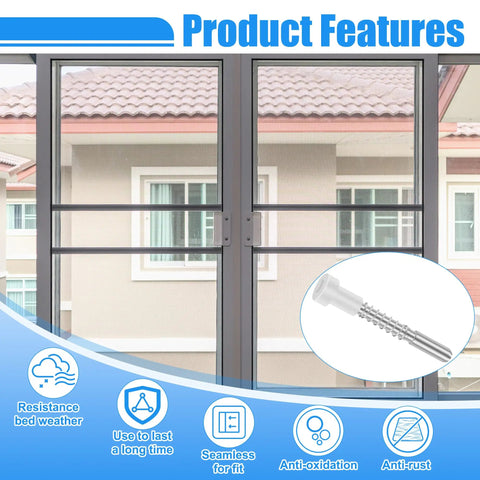 Top Shelf 12 Piece Window Screen Plunger Latches Kit Featuring Solid Aluminum Pins And Stainless Steel Springs For Straight Up Quick Snap Install and Knockout RV Repairs with features highlighted.