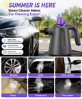 Upgrade Your Cleaning Game With This Handheld Steam Cleaner For Home. Cleaning car wheels and interior with steam.