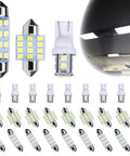 24 Pcs Interior LED Dome Lights For Cars 194 T10 DE3175 31mm 42mm Kit Mega Bright White shown with installation example