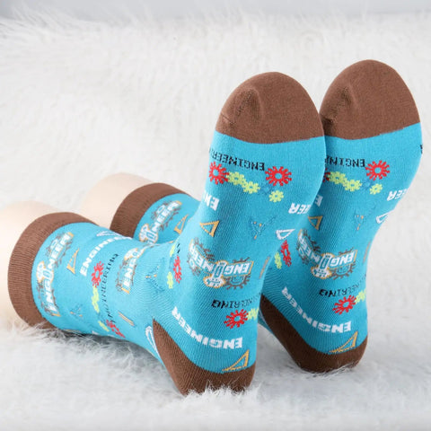 Two Pair Mechanical Engineer Socks For Men And Women Nerdy Fun Engineering Student Gift Comfortable Cotton Blend Durable