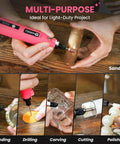 HARDELL pink mini cordless rotary tool with 69‑pc kit for grinding, drilling, carving, cutting and polishing.