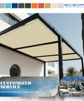 18x38 Sun Shade Sail With Straight Edge Grommets UV Blocking Shade Cover for outdoor patio pergola in beige color installed