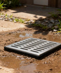 Catch Basin With Stainless Steel Grate And Debris Basket Large 18x18x15 Inch Drainage Basin for Yard Installed on Lawn