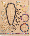Beading Board For Jewelry Making Bamboo Beading Tray For Necklaces And Bracelets Portable Bead Mat With Three Bracelet Grooves And Five Necklace Grooves For 16 To 24 Inches Your Go To Craft Supply showing beads placed on grooves