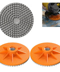 4 Inch Diamond Polishing Pads For Angle Grinder 3 Pack Wet And Dry Stone And Concrete Polishing Discs, top view and tool use