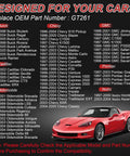 List of compatible car models for Gas Cap Replacement For GM Vehicles That Seals Tight And Prevents Leaks Fits Buick LeSabre Park Avenue Cadillac DeVille Eldorado Camaro Malibu S10 GMC Jimmy Sonoma Oldsmobile Pontiac Bonneville Isuzu Saab Saturn Fuel Tank Cap with a red sports car image