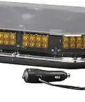 Amber LED Mini Light Bar With Magnetic Mount For Municipal And Snow Plow Jobs That Get The Job Done 12 Or 24 Volt DC with power cord visible