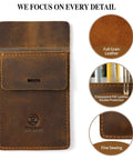 Mens Pocket Protector Full Grain Leather Heavy Duty Pen Holder For Shirts And Lab Coats Holds Six Pens Pointers And Cards
