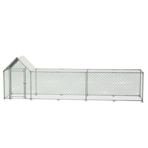 Heavy Duty Outdoor Walk In Chicken Coop Run With Waterproof Cover And Lockable Door Built To Last PVC Coated Wire Mesh.