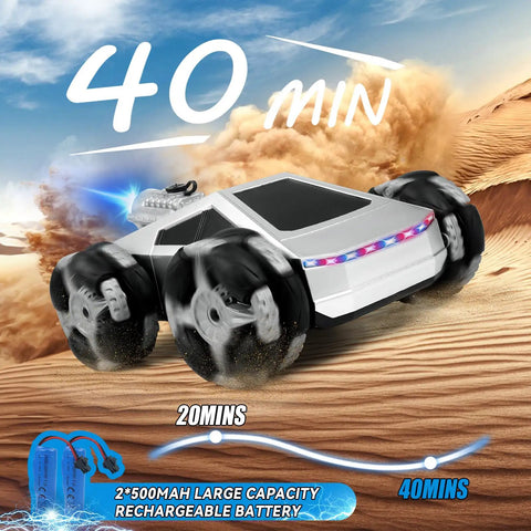 All Terrain 4WD High Speed Remote Control Monster Truck 1:16 Scale, 2.4GHz RC Car With LED Lights And Spray on desert surface