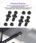 4 Piece Gas Strut Ball Stud Kit With 10 mm Ball Studs And Hardware Nuts For Hoods And Trunks, Easy Auto Replacement Shock Mounting Kit For Sedans SUVs MPVs Black, carbon steel studs and nuts