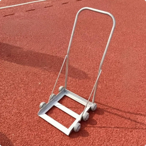 Open-Frame Hand Push Trolley With Low-Profile Base, Upright Handle, No-Fuss Easy-Roll Cart For Quick Hauls, Lightweight Utility Hand Cart For Warehouse, Shop, And Home Use, silver metal frame with four wheels