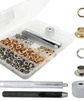 Must Have Reinforced Grommet Kit Set For DIY Projects 200 Pieces With 3 By 16 Inch Brass Eyelets and Tools in Storage Box