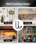 Multi-function hooks used in tool room, tool shop, garage, and garden with 12 Pack 4Inch Heavy Duty Garage Wall Hooks Steel J Hooks For Tools