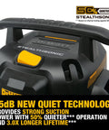 Ultra Quiet 6 Gallon Wet Dry Shop Vacuum With Stealthsonic Noise Reduction, 5 Peak HP Boss Level Suction, vacuum top view