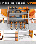 Power Tool Organizer Wall Mount With Charging Station Four Tier Garage Storage Rack Including Cordless Drill Holders And Side Tool Racks For Pliers Hammers And More Orange
