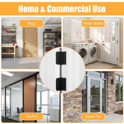 Home and commercial settings with Six Pack Self Closing Door Hinges 4 Inch Black Ball Bearing Matte Black Spring Loaded Hinges.