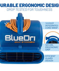 Front view of Storm 25 One Quarter HP 900 CFM Air Mover Blower with cord wrap and ergonomic grip