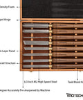 8-Piece HSS Wood Turning Tools Lathe Chisel Set with Teak Handles and Wooden Box, Pre-Sharpened 6.3-Inch Blades, 10-Inch Grips