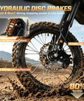 Electric Dirt Bike With Lights And Display For Off Road Adventures, 3840W Power, hydraulic disc brakes on rugged tire