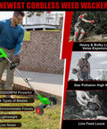 Man using Compact 21V Cordless Weed Wacker with 3 in 1 Trimmer System for lawn edging on sidewalk