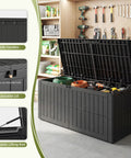 Big 120 Gallon Outdoor Deck Box Lockable Waterproof Storage Chest For Patio Cushions, Garden Tools, Packages And More