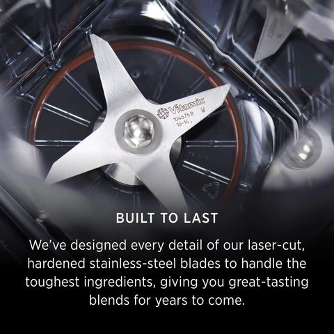 Close-up of 64-Ounce Blender Jar Replacement with drip-free spout and durable hardened stainless-steel blades.
