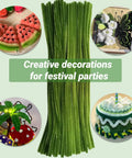 Chenille Stem Pipe Cleaners Bulk Pack About 200 Pieces, 12 Inch Length, 0.24 Inch Diameter, Ideal For DIY Crafts, Festival Decor, Floral Arrangements, Wreath Making, Bendable Twisty Stems For Adults Projects green chenille stems for crafts