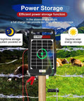 Solar Powered Fence Charger 0.18J Output With 24 7 Day Night Protection Portable Fence Energizer with cows in a field