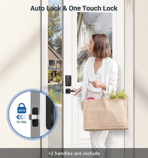 Fingerprint Deadbolt Lock With Handle Set In Black Delivering Keyless Entry Smart Security That Accepts Multiple Passwords Plus One Time Guest Codes For Hassle Free Family Living So You Can Finally Stop Hiding Spare Keys Under The Welcome Mat