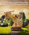 DIY Wooden Catapult Kit 3D Puzzle for Adults and Kids With Wheels and Gears Ballista Model Building Kit 142 Parts With Step by Step How To Guide Hands On STEM Gift for Boys and Girls, wooden ballista model, 8.3in x 7.3in