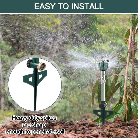 Dual Pack Garden Lawn Sprinklers For Yard Big Coverage Tall Above Ground Metal Water Sprinkler System with brass nozzles active