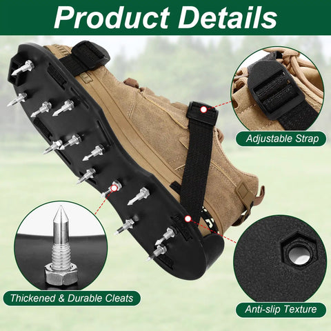 Ten Pair Pro Grade Epoxy Floor Spike Shoes With Three Quarter Inch Short Spikes For Concrete Garage Floors Universal Size Seven To Twelve Ideal For Epoxy Flooring Cement Ground And Construction Projects, shoe with adjustable strap and cleats