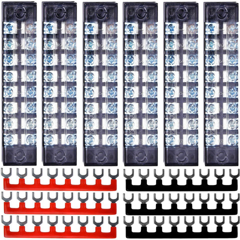 8 Position Terminal Block Kit With Ground Blocks And Screw Terminals, Pluggable Distribution Terminal Blocks With Cover, 12 Pieces Per Pack