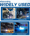 Top 26Pc MIG Welder Accessory Kit For MB 24KD Gun With Snappy Gas Nozzles Ceramic Shunts And Red Copper Contact Tips Ready To Go in use at a welding equipment site.
