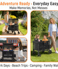 Double Wagon Stroller For Two Kids With Canopy and Removable Seat Pads on outdoor path and park, ideal for family outings.