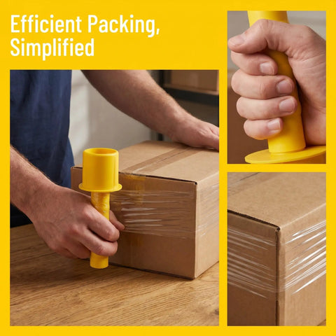 Stretch Film Dispenser Handle With Robust Design Yellow 2 Pack Plastic Wrap Roll Handle For Easy Hand Wrapping And Pallet Moving Supplies Versatile Compatibility Quick Snap On Fit And Strong Grip, wrapping cardboard box