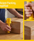 2 Pack Stretch Wrap Hand Handles With Strong Grip, Yellow Plastic 3 Inch Film Roll Dispenser For Effortless Shipping And Moving on box
