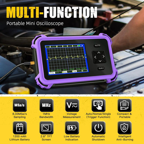 Handheld Portable Oscilloscope With 2.8 Inch TFT Display 1 MHz Bandwidth used for automotive testing