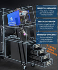 Image of Heavy Duty Welding Cart On Wheels With Four Drawers For MIG Welder TIG Welder And Plasma Cutter, showing organized storage features.