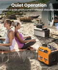 Couple meditating on beach near 3500 Watt Gas Powered Inverter Generator With 3000 Watt Run Ultra Portable 47lb Backup Power