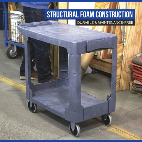 Tough As Nails Structural Foam Utility Cart With 500 Lb Capacity Featuring Rust Proof Flat Trays Smooth Glide Wheels And Built In Storage Bins For No Sweat Garage Organization And Job Site Hauls