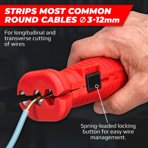 Versatile 8-in-1 Multifunction Wire Stripper Cable Tool For Stripping And Cleaning Coaxial EDR LAN DSL Power Cables easily handles 3-12mm cables