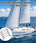 Beefy 48 Pcs Stainless Steel Footmans Loops With Screws Kit, 3 Inch Total Length, Heavy Duty Fasteners With 96 Flat Head Screws, Ideal For Outdoor Gear, Marine, DIY Projects, And Rope Attachments. stainless steel footman loops on sailboat