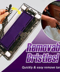 Lightweight Cordless Electric Sweeper With Quad Brush Design For No Sweat Floor Cleaning Picks Up Pet Hair And Nitty Gritty Dust From Tile Wood Carpet Featuring Effortless Gliding Action In Purple showing removable bristles for easy cleaning.